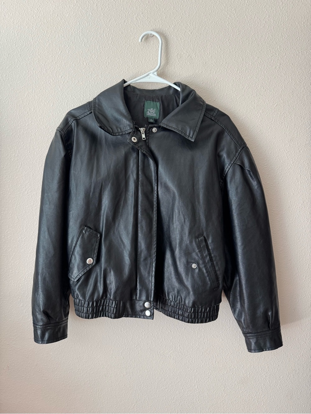 Black Leather Bomber Jacket
